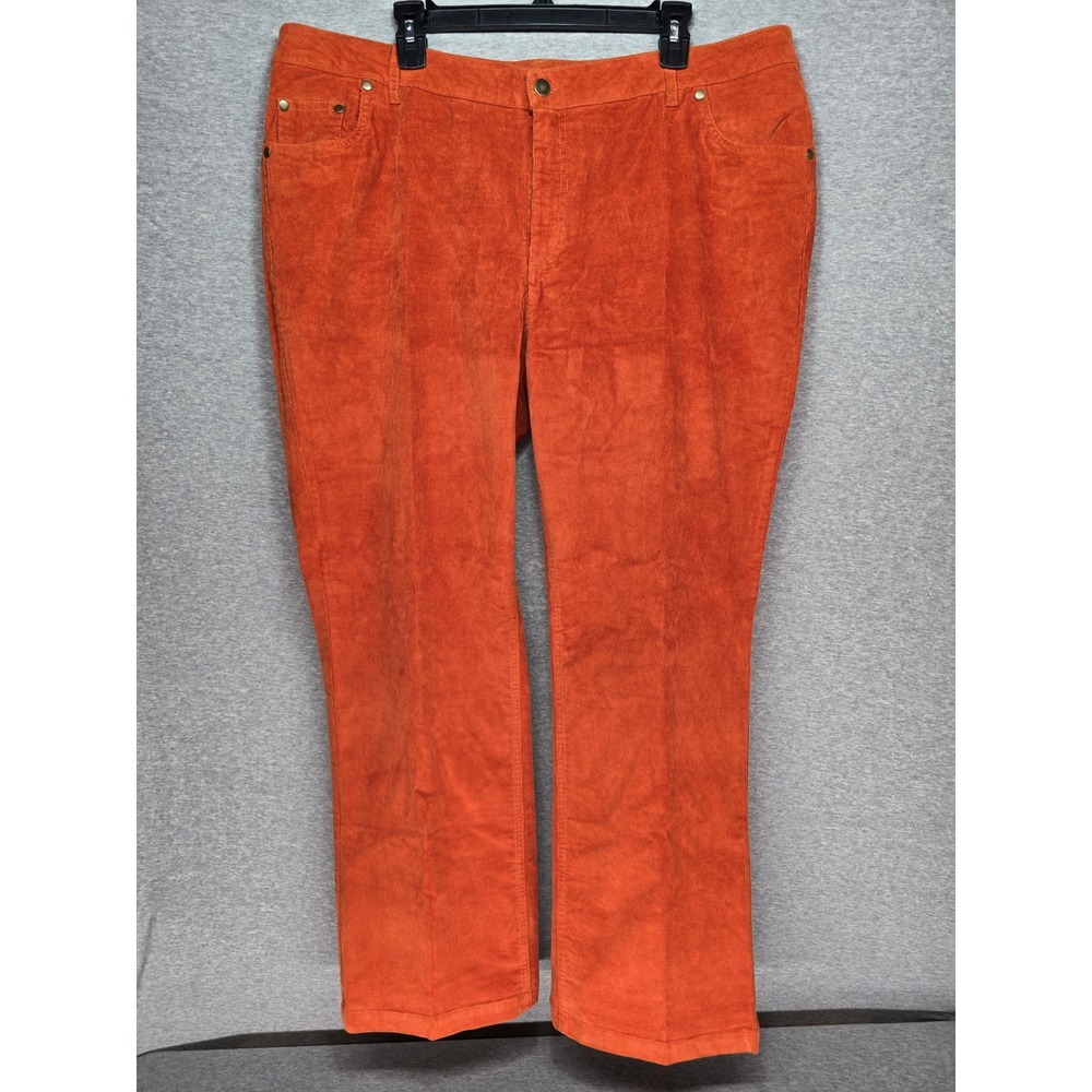 Woman Within Corduroy Pants Women 20W Orange Excellent Straight Leg Stretch
